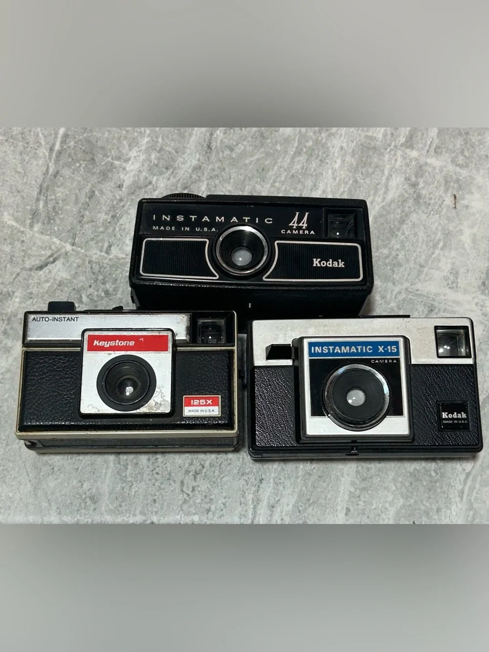 Vintage Kodak Instamatic 44 X-15 & Keystone 125X Camera Lot Untested